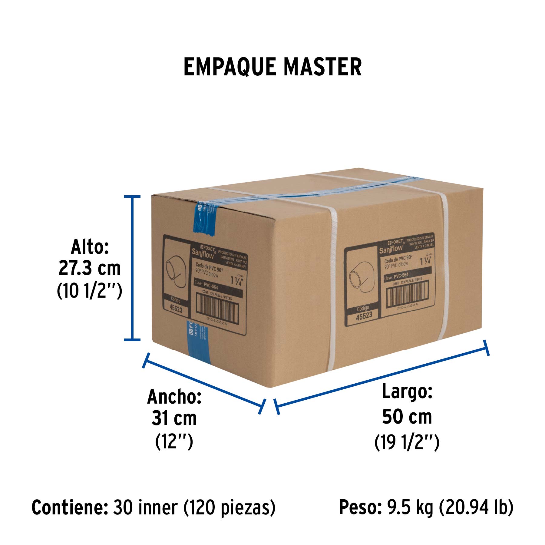 Codo 90° de PVC, 1-1/4"