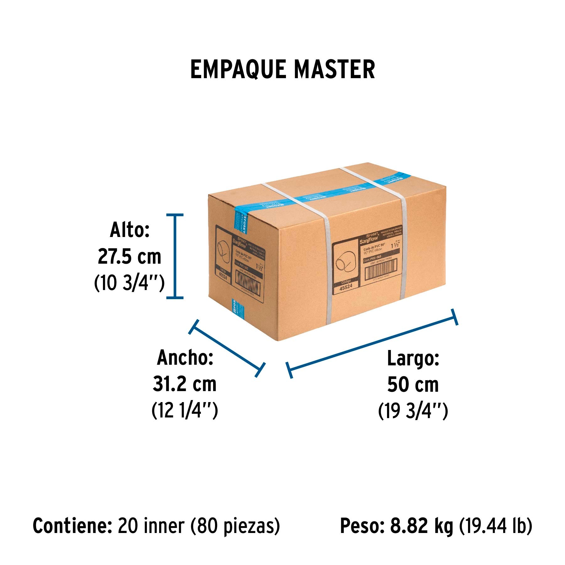 Codo 90° de PVC, 1-1/2"