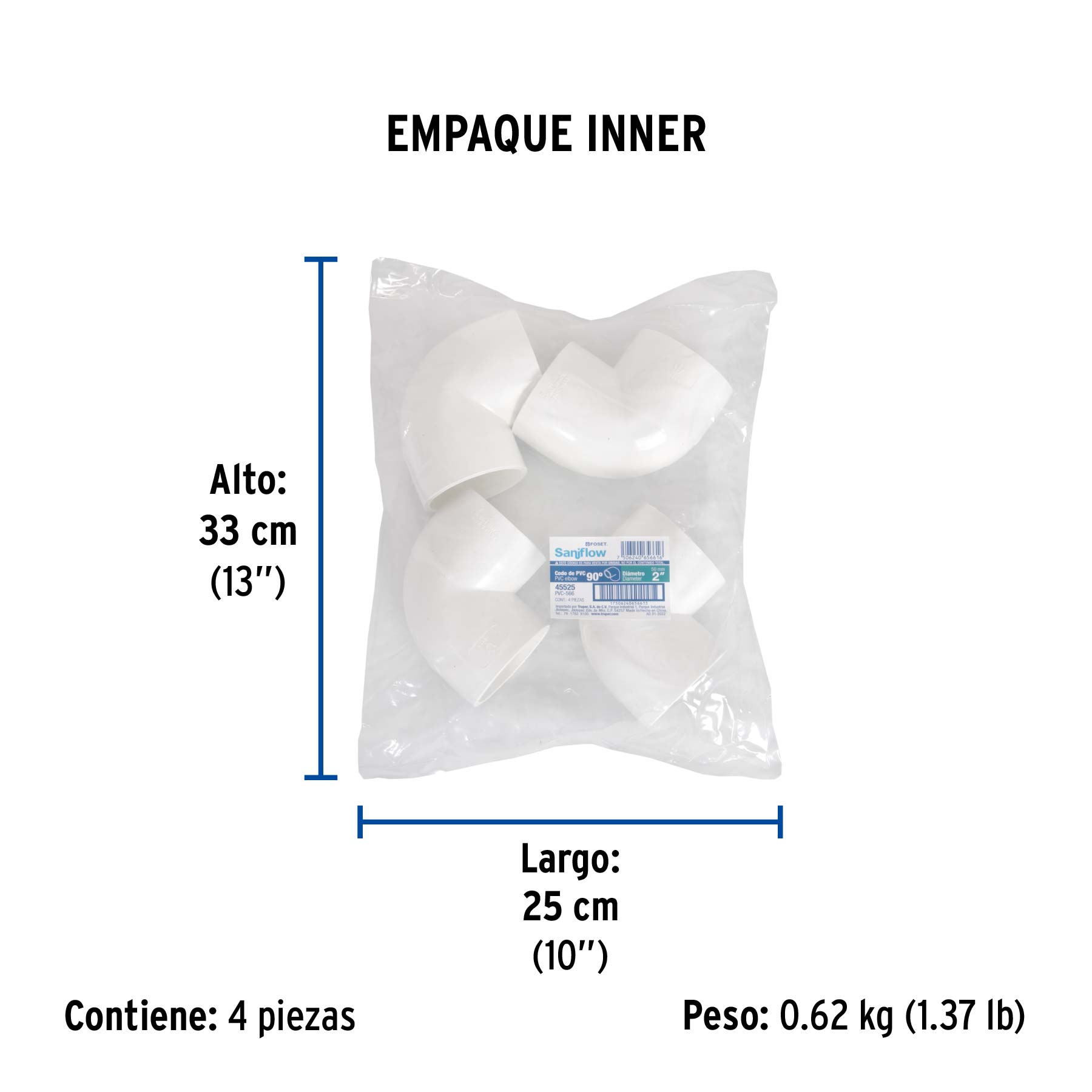 Codo 90° de PVC, 2"