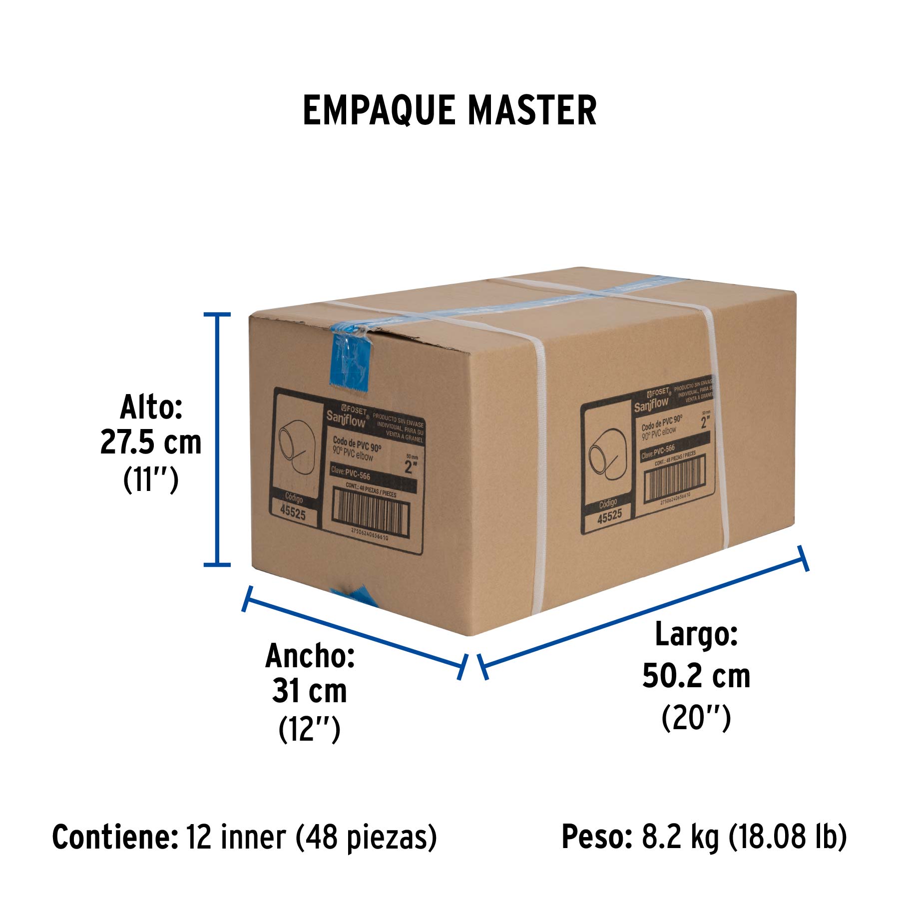 Codo 90° de PVC, 2"