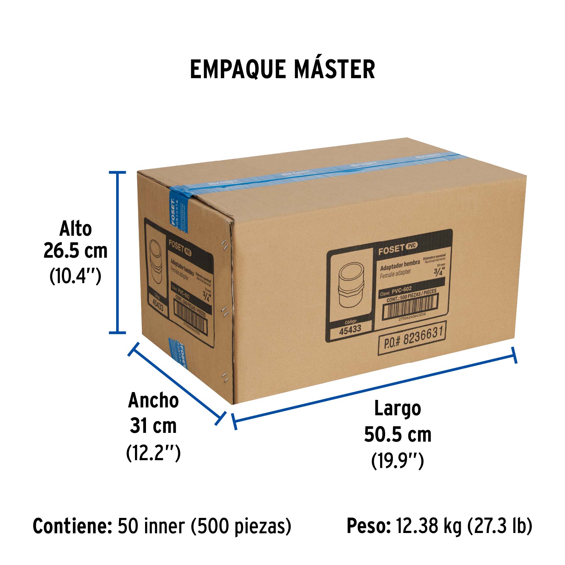Adaptador hembra de PVC 3/4"