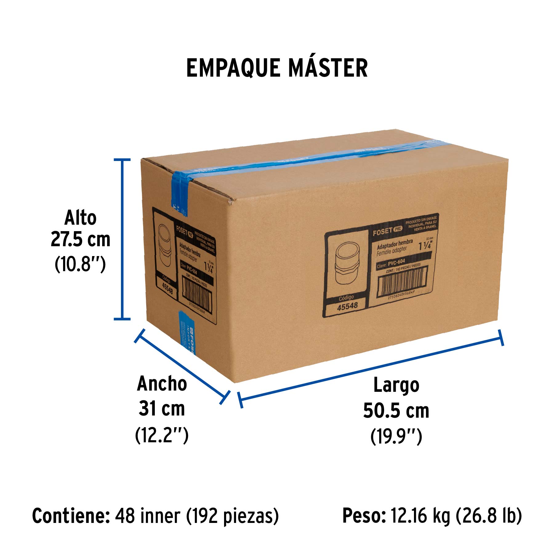 Adaptador hembra de PVC, 1-1/4"
