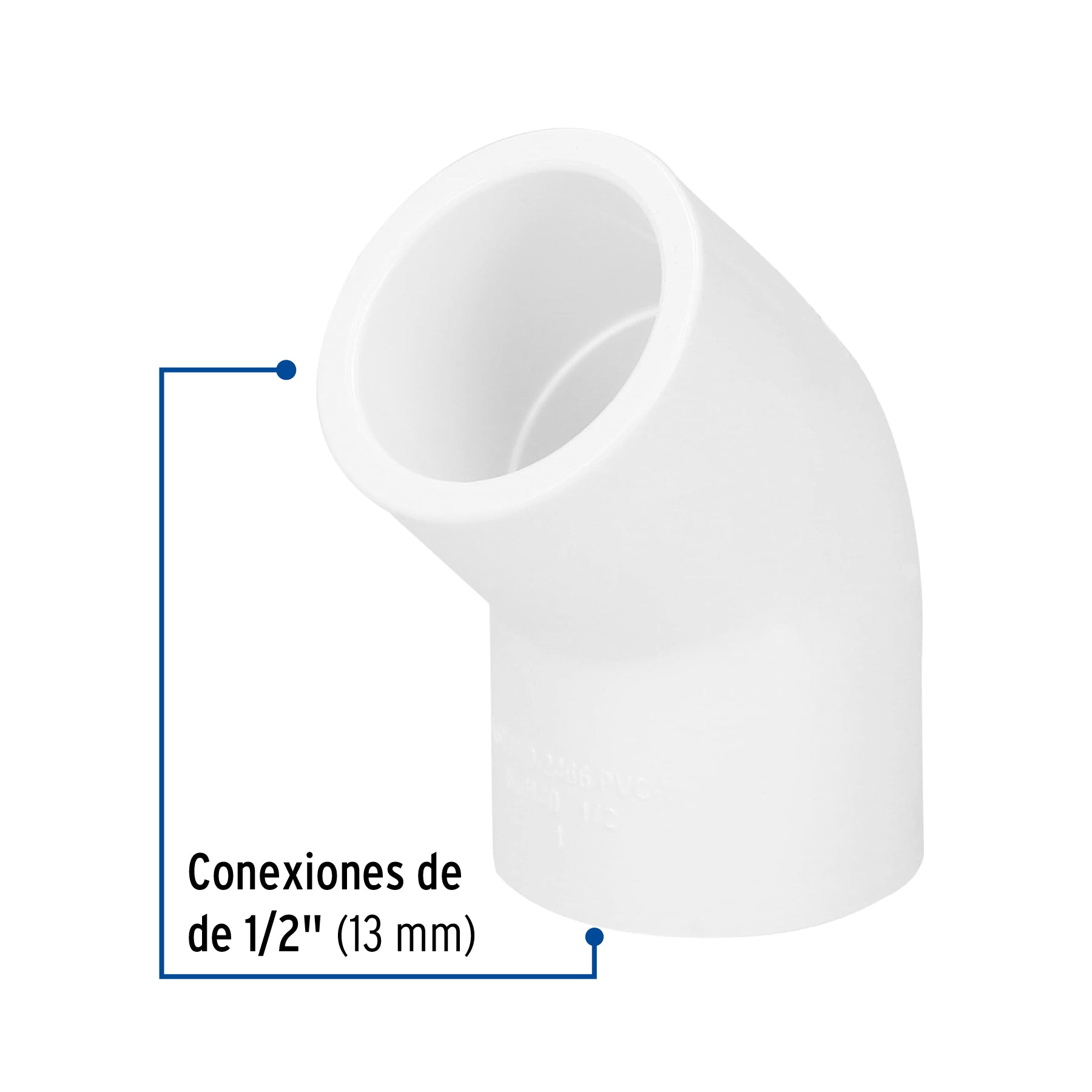 Codo 45° de PVC, 1/2"