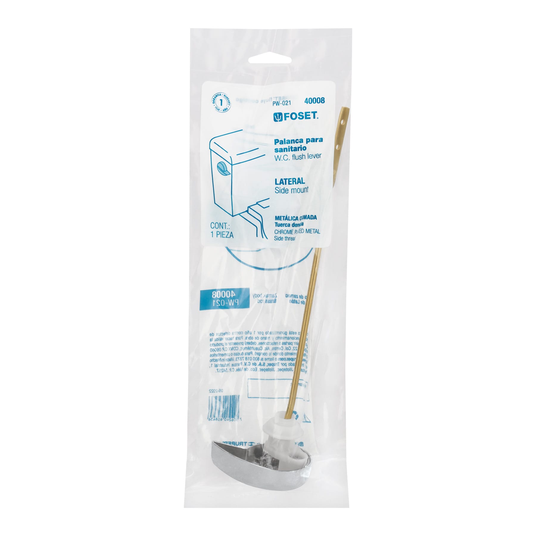 Palanca lateral cromada para WC