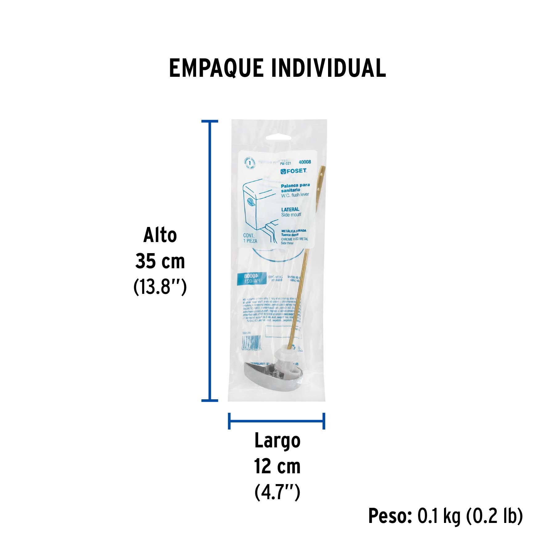 Palanca lateral cromada para WC