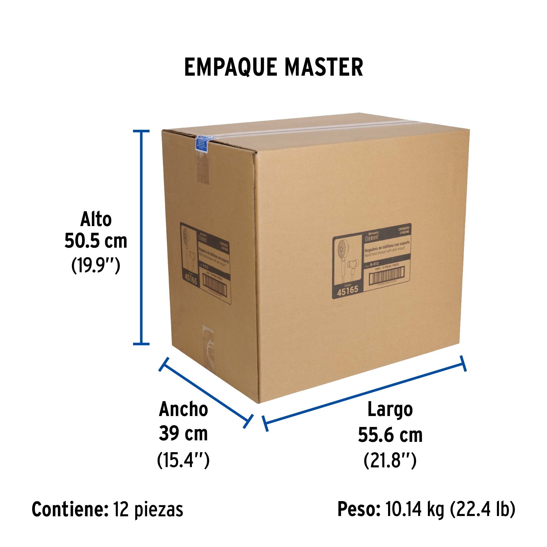 Regadera manual con soporte, cromo, Element