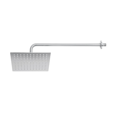 Regadera plato cuadrado 10" con brazo, satín, FOSET RIVIERA