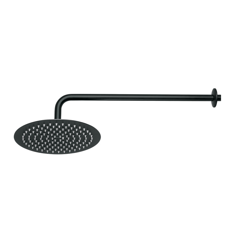 Regadera plato redondo 10' con brazo, negro, FOSET RIVIERA