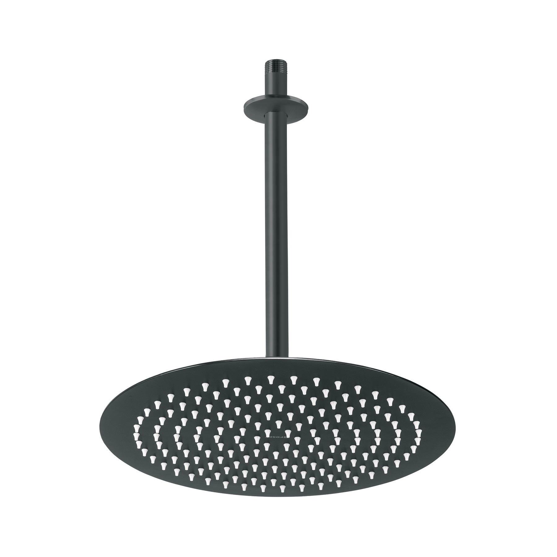 Regadera plato redondo 12' con brazo, negro, FOSET RIVIERA