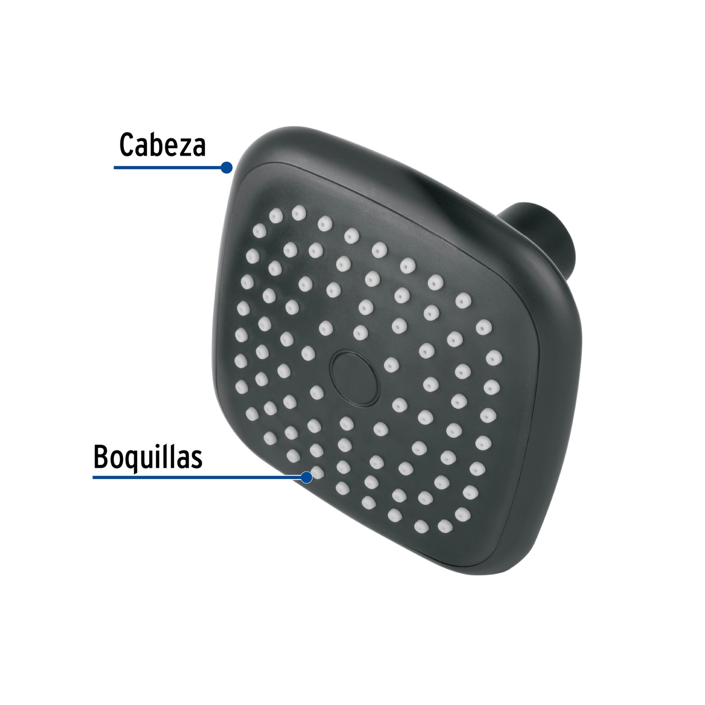 Regadera cuadrada de ABS 3-3/4' sin brazo, negro, Basic