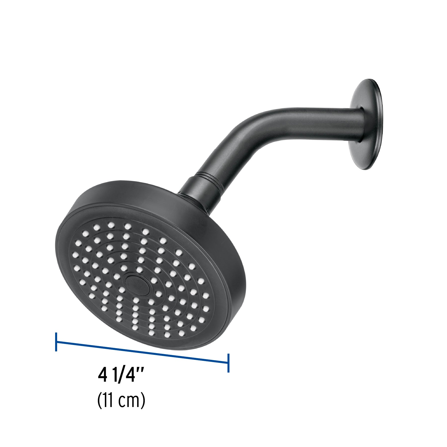 Regadera redonda 4-1/4' brazo y chapetón, negro, Basic