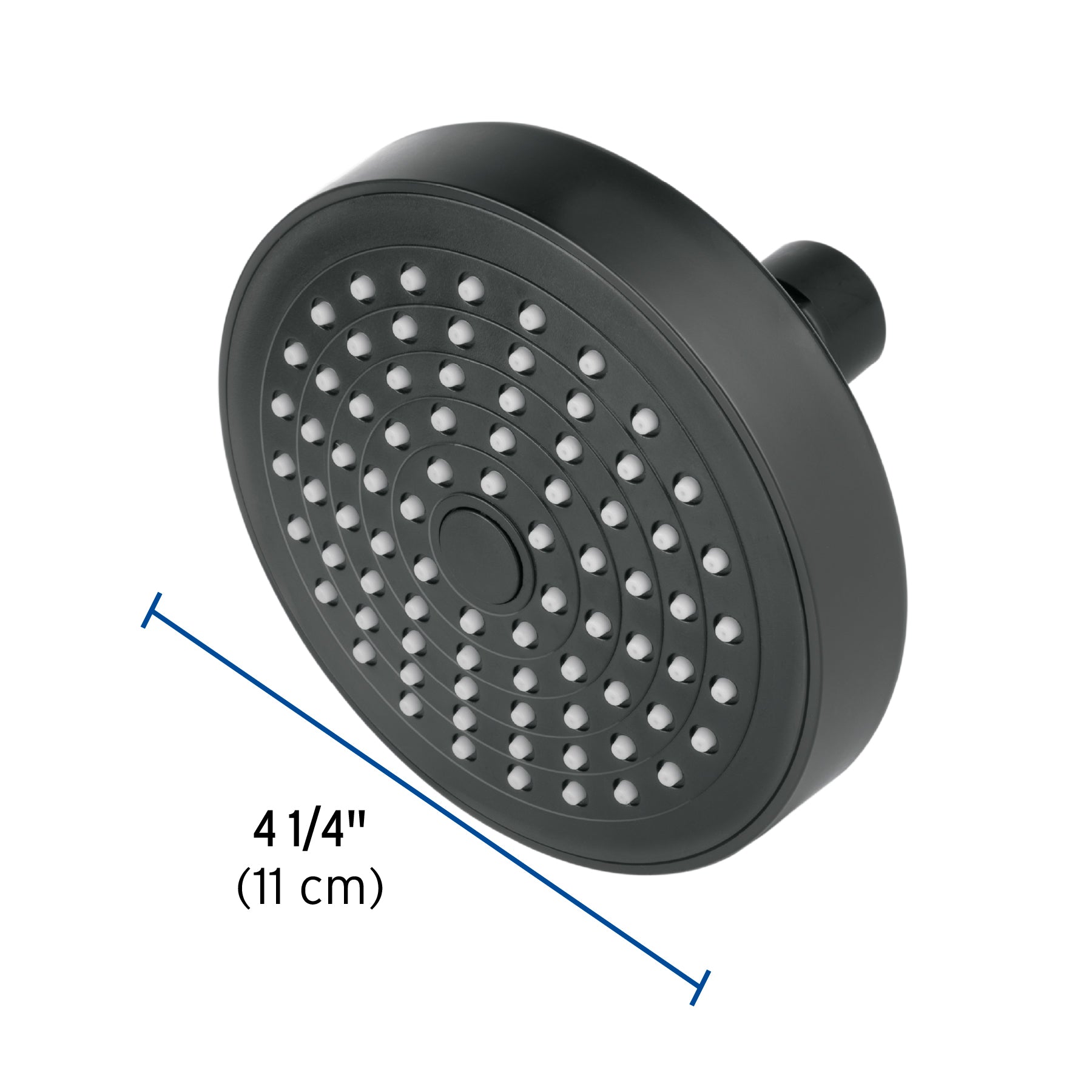 Regadera redonda de ABS 4-1/4' sin brazo, negro, Basic