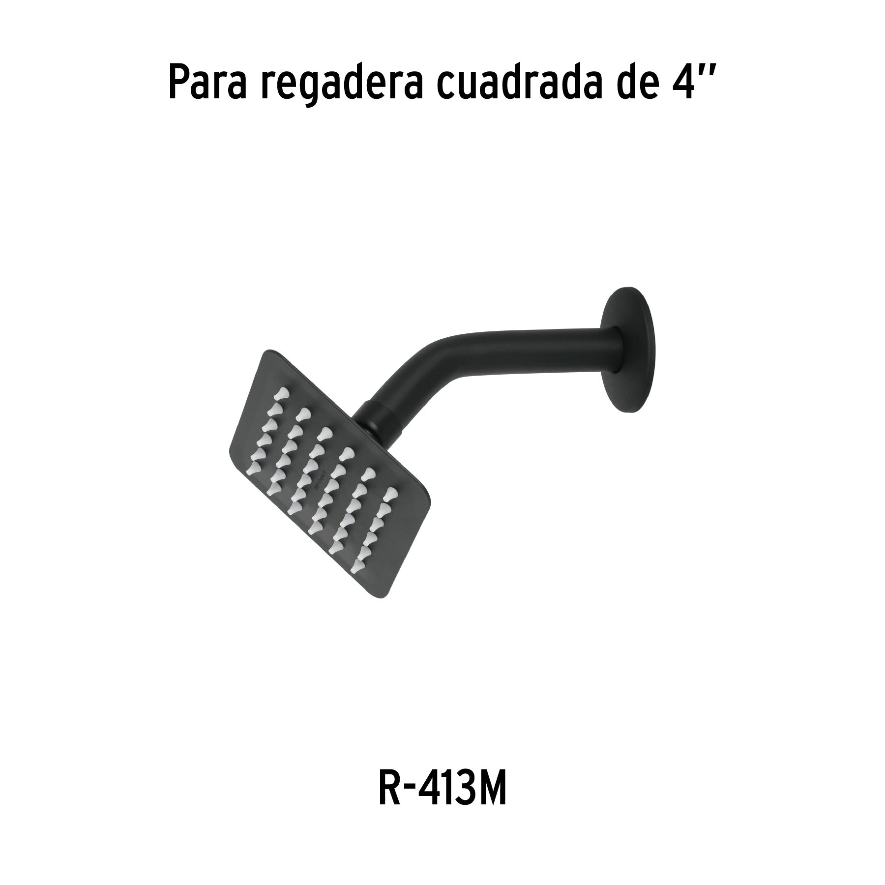 Regadera cuadrada 4', acero inox, sin brazo, negro, Tubig
