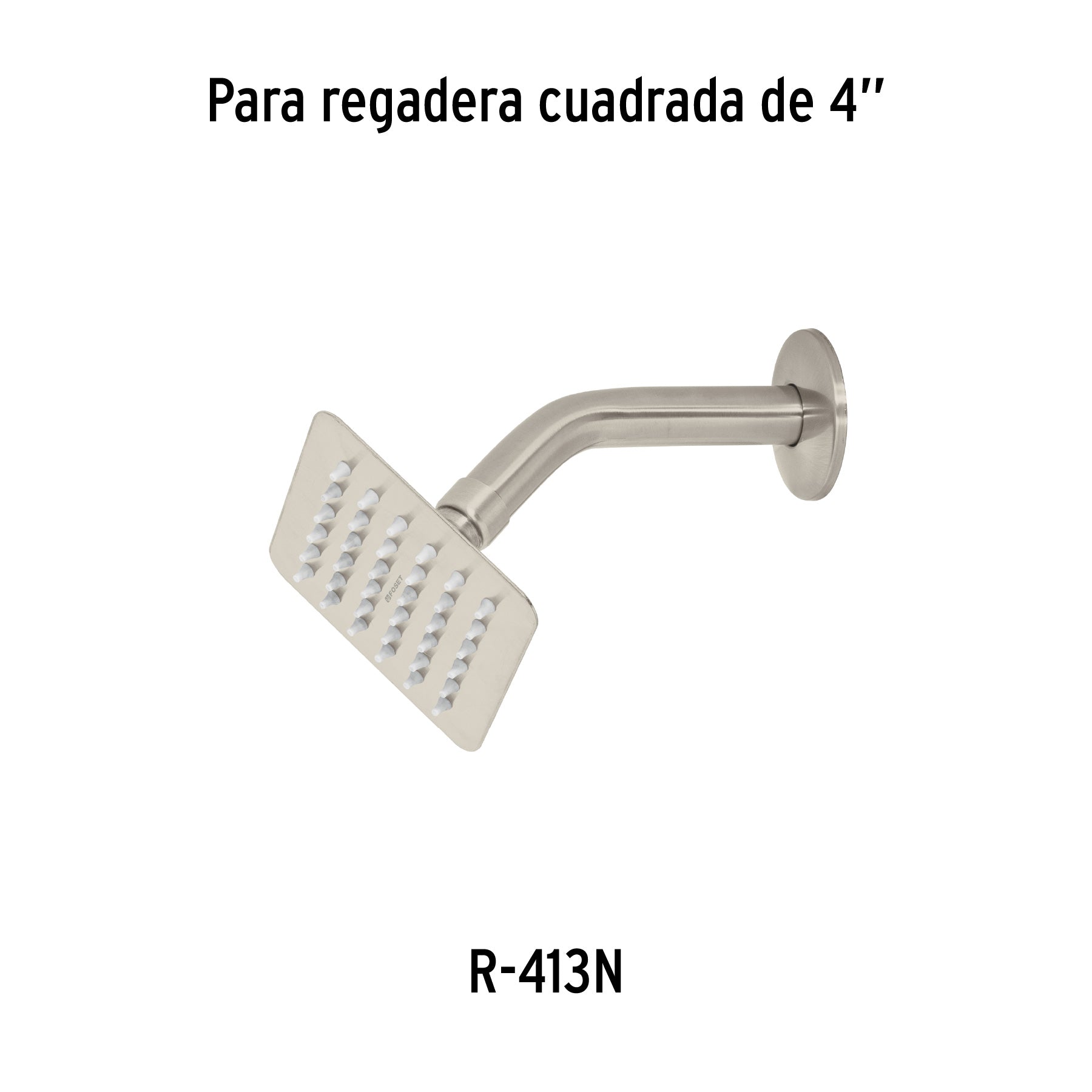 Regadera cuadrada 4', acero inox, sin brazo, satín, Túbig