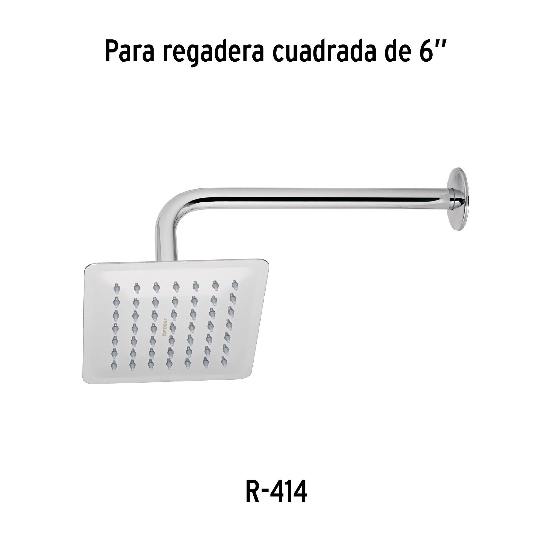 Regadera cuadrada 6', acero inox, sin brazo, cromo, Túbig
