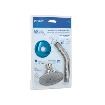 Regadera redonda, cabeza 3-1/2", Aqua, blister