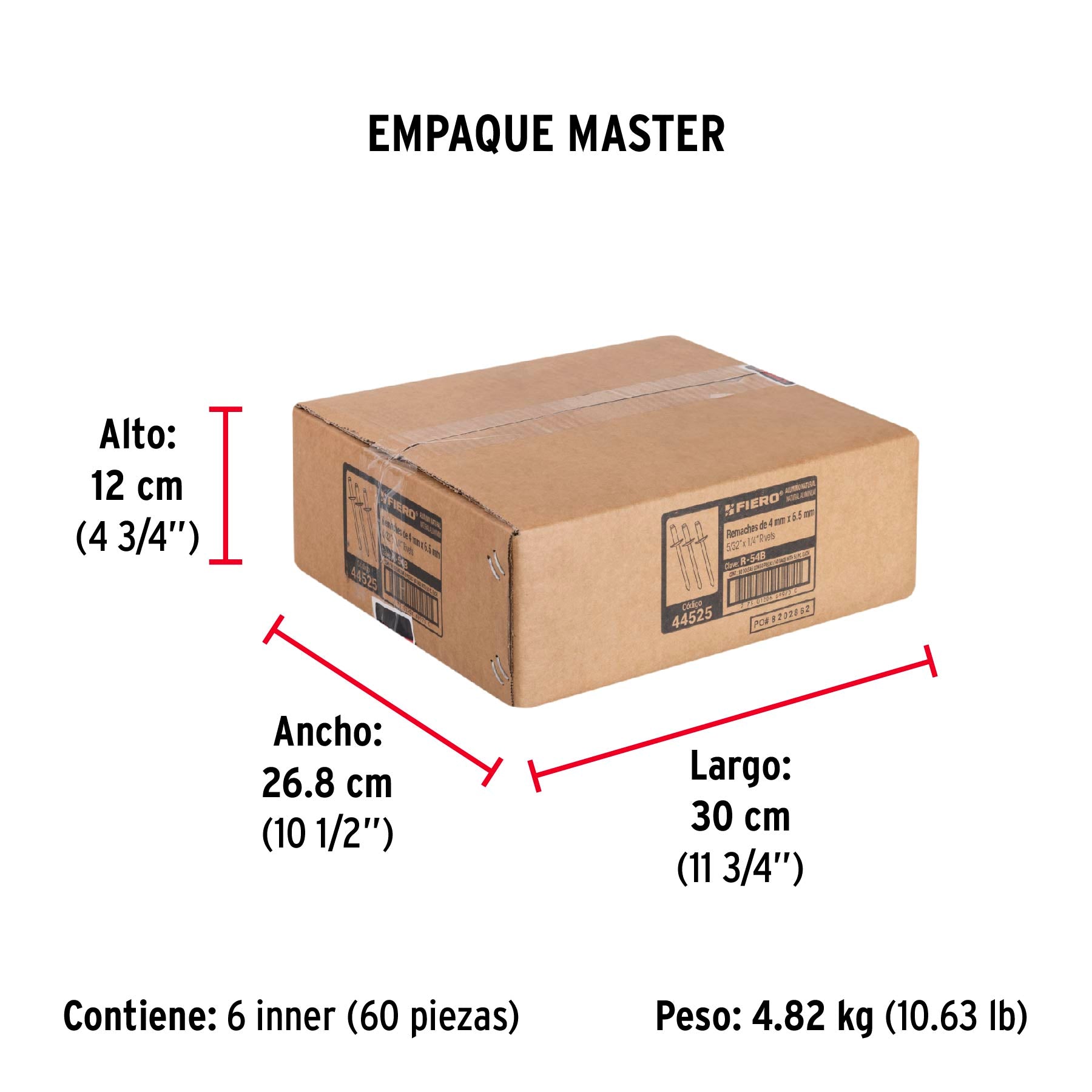 Remaches con espiga, 4x10.20mm, bolsa con 50 pzas