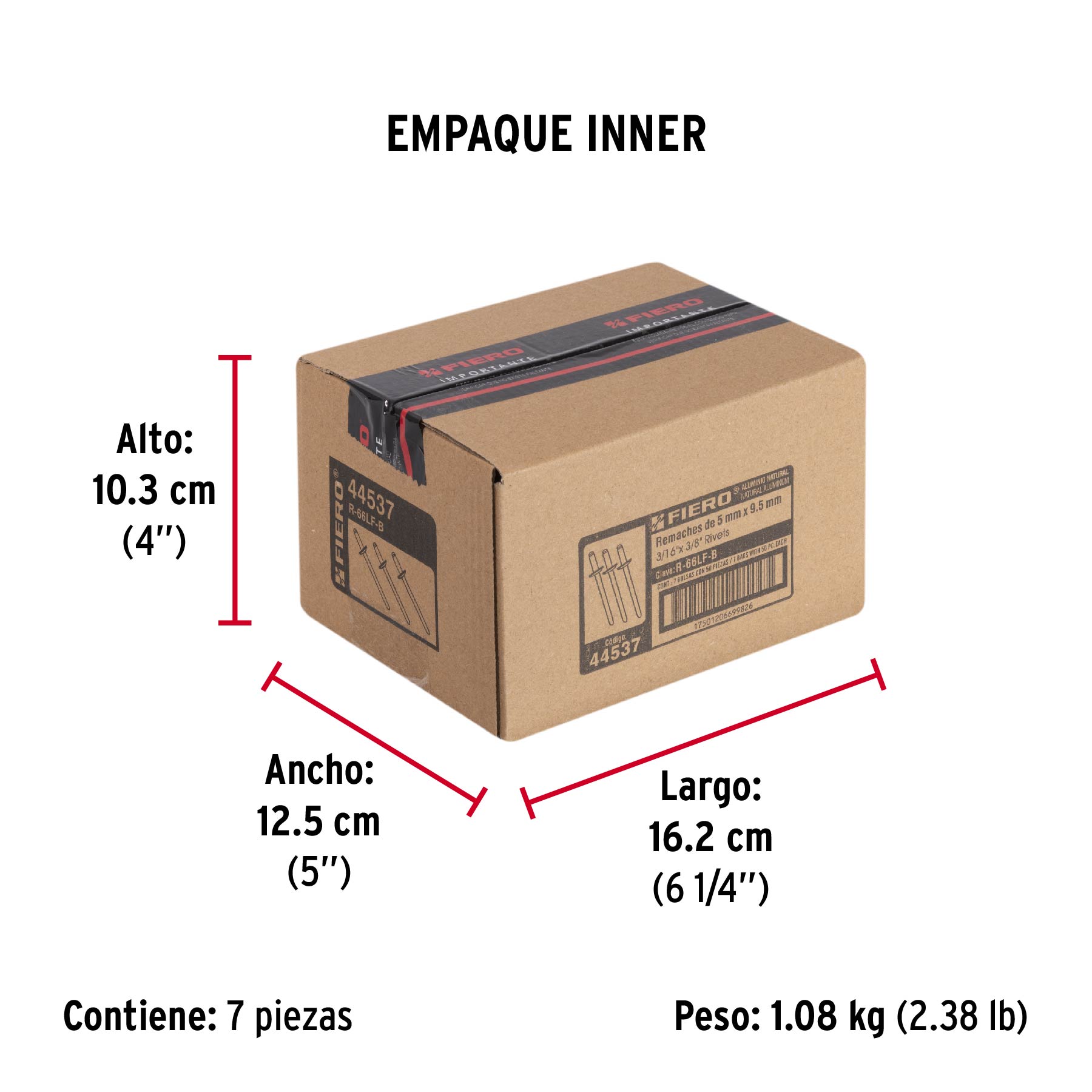 Remaches con espiga, 4.8x14.5mm, bolsa con 50 pzas.