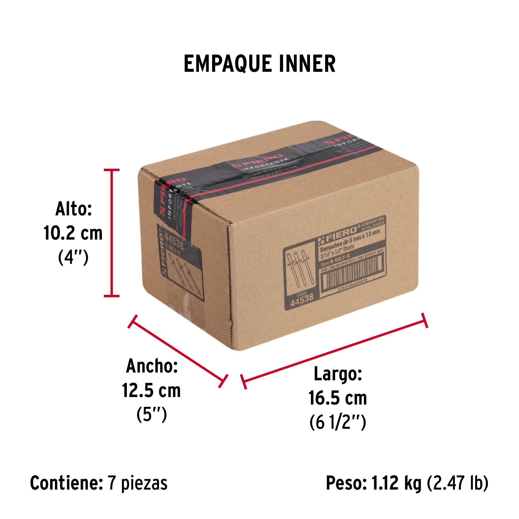 Remaches con espiga, 4.8x17.7mm, bolsa con 50 pzas
