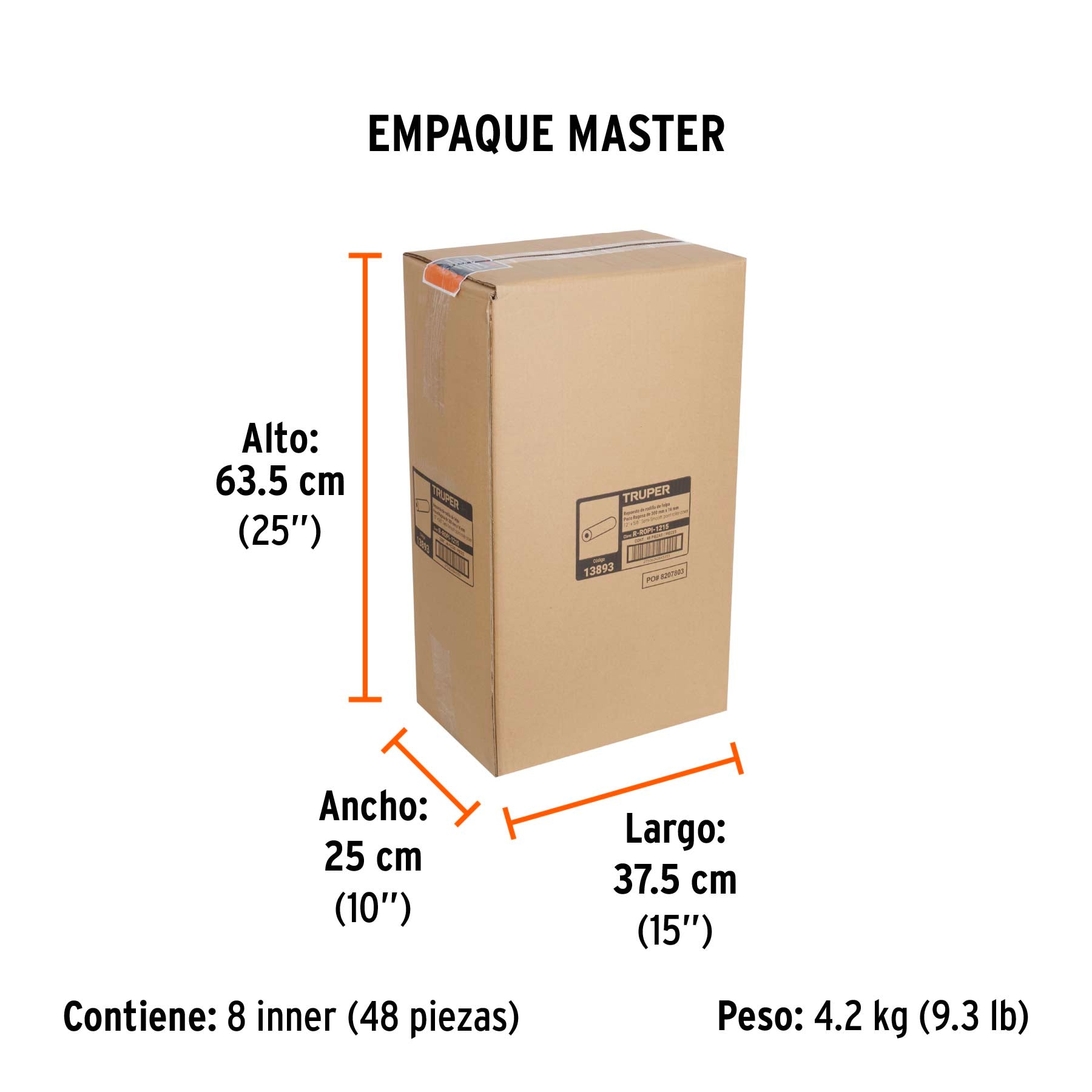 Repuesto para rodillo para pintar, felpa 12 x 5/8", lisa