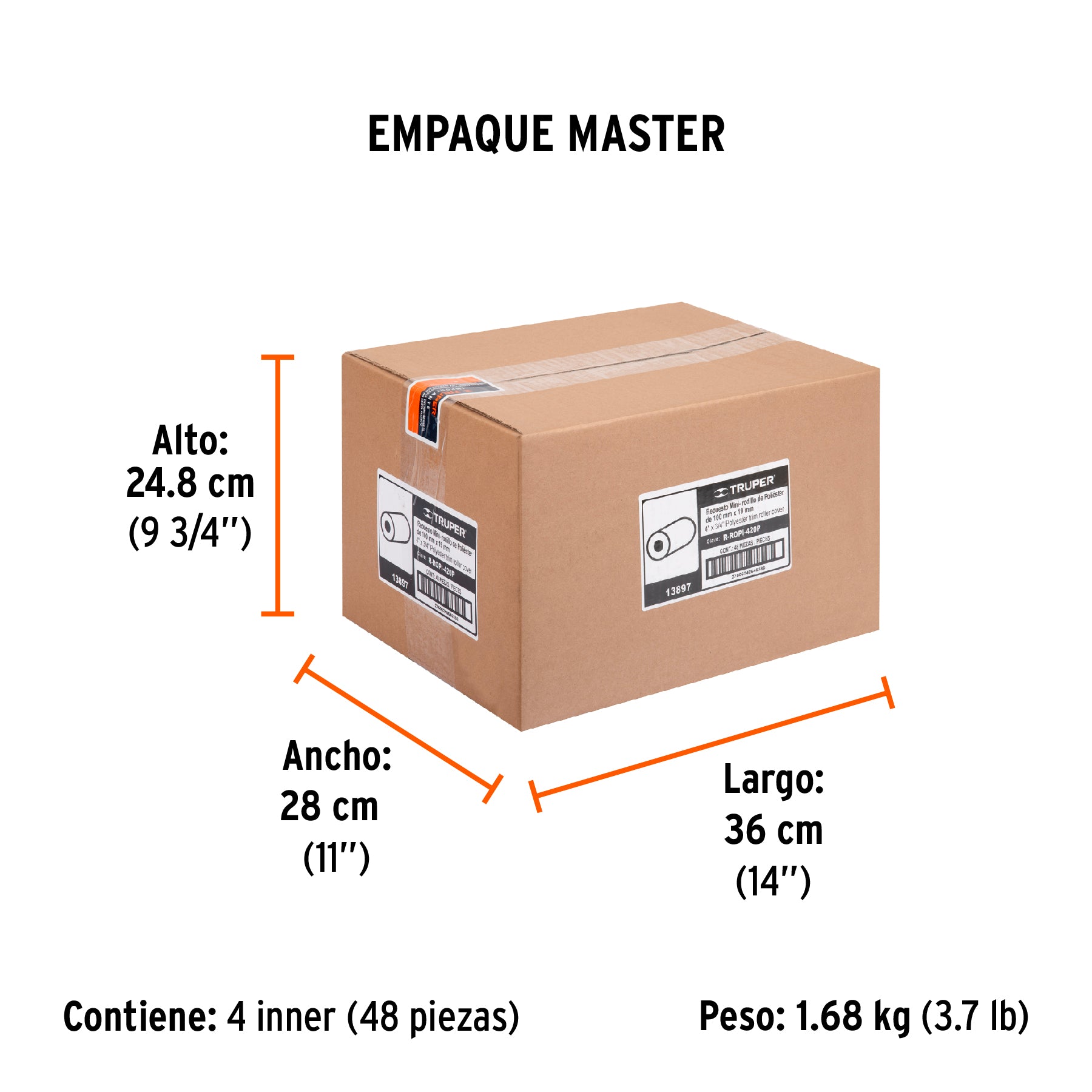 Repuesto para mini rodillo p/pintar,felpa,poliester 4 x 3/4"