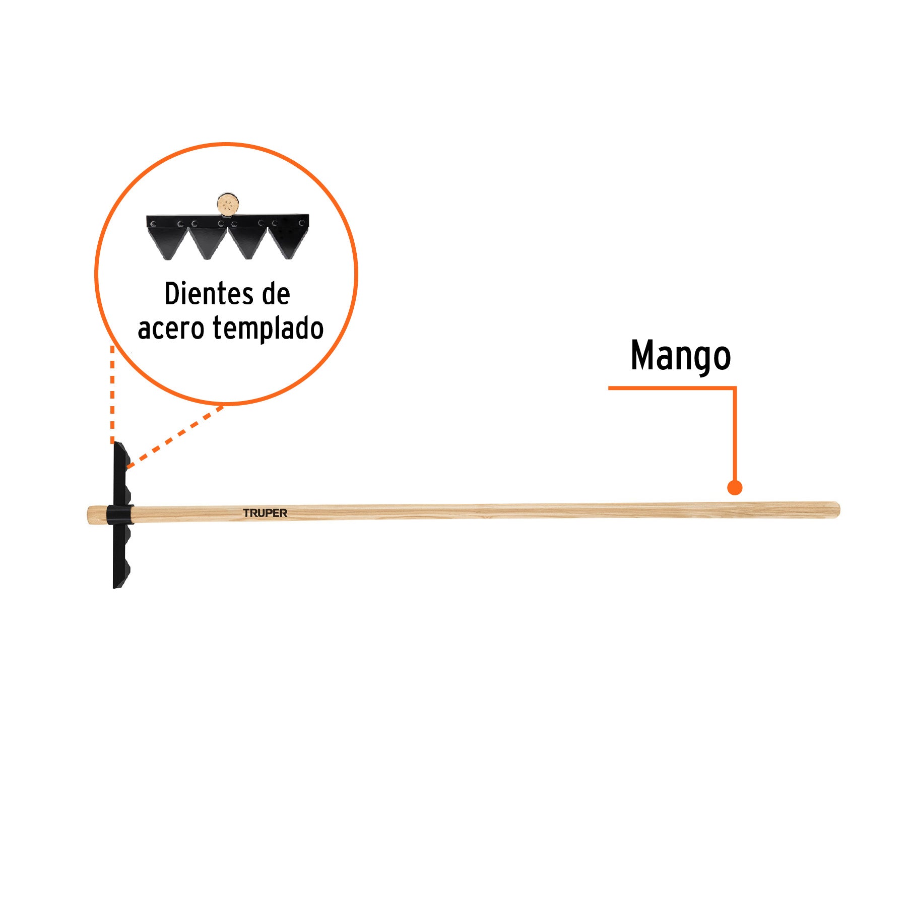Rastrillo forestal, mango de fresno americano, 60"