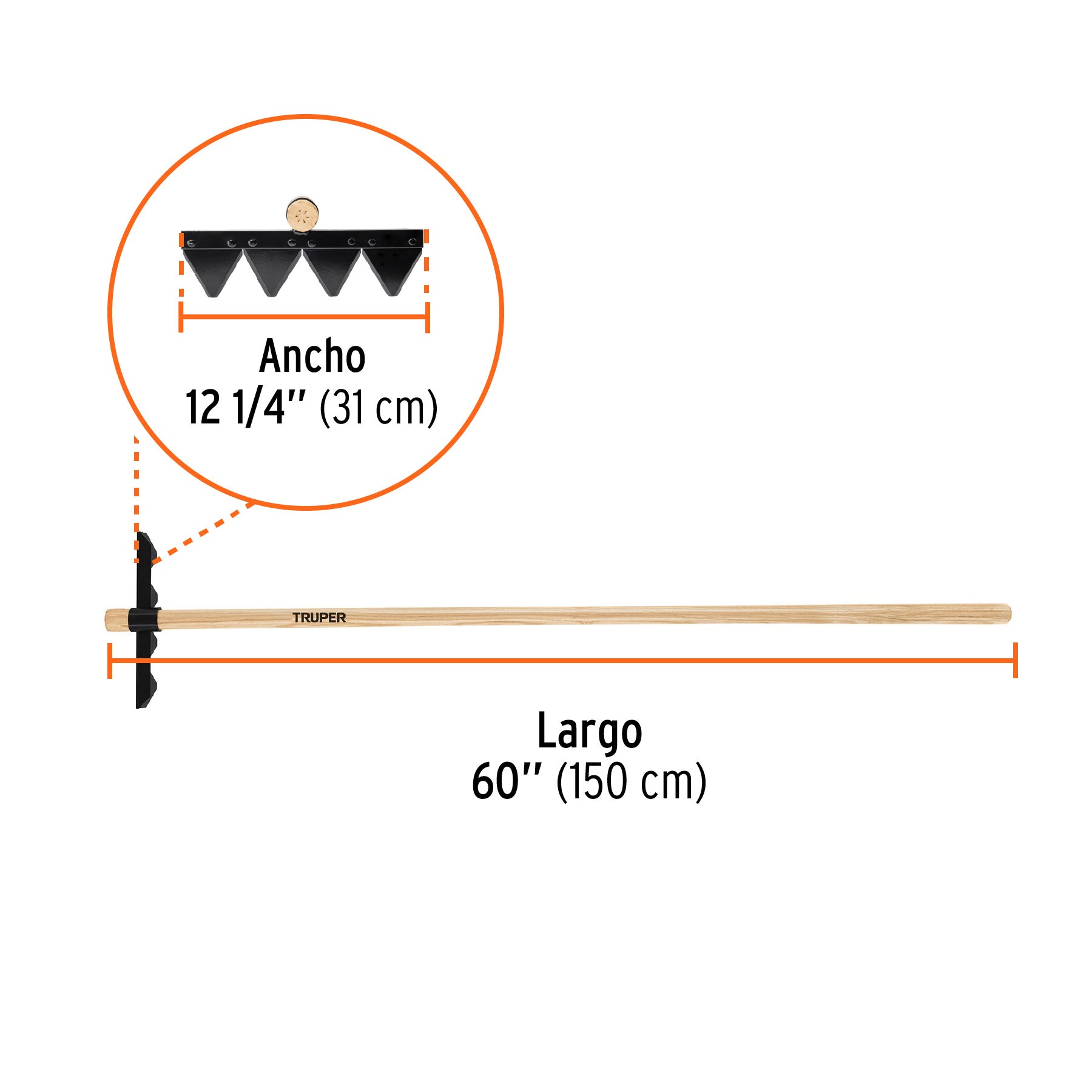 Rastrillo forestal, mango de fresno americano, 60"