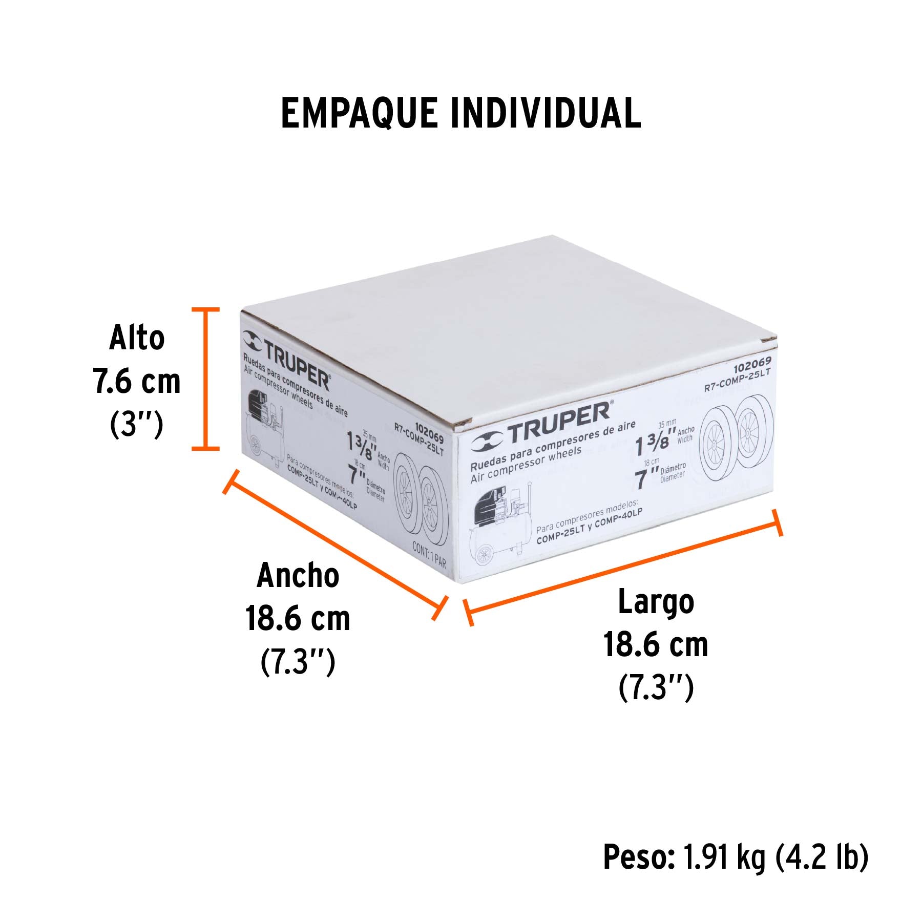 2 ruedas 1-3/8' para compresores Grupo 3, Truper
