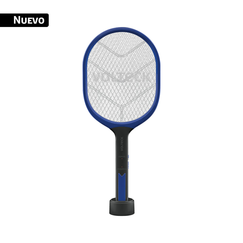 Raqueta mata moscas y mosquitos con base, recargable VOLTECK