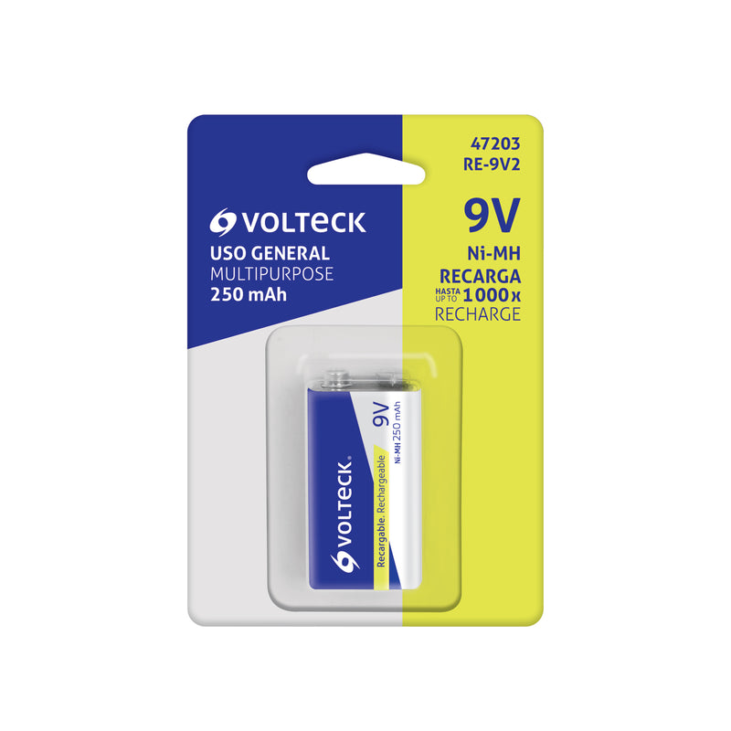 Pila recargable, uso general, 9 V, 250 mAh, 1 pieza