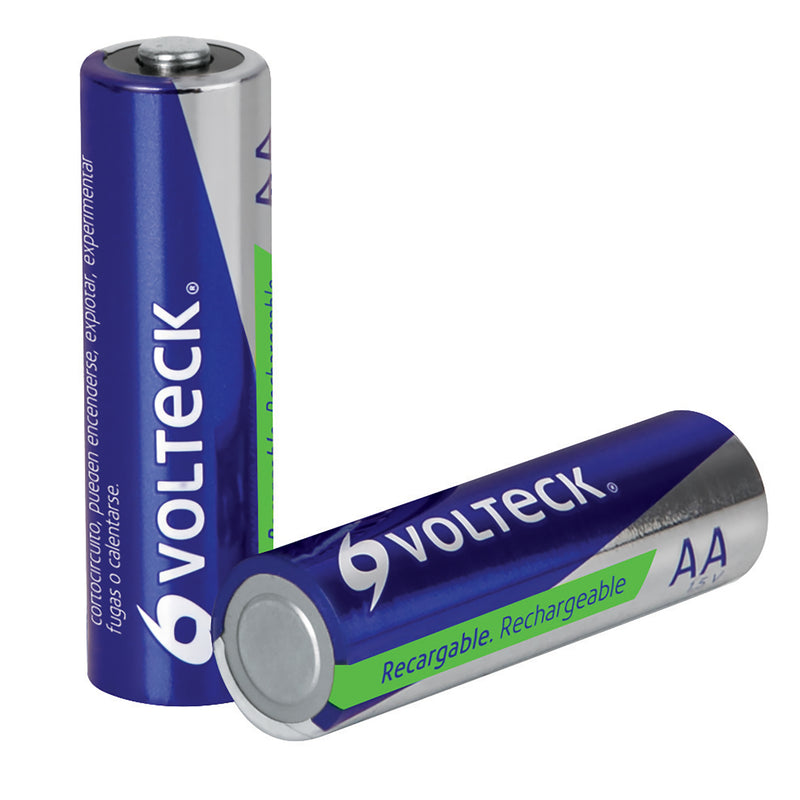 Pilas recargables, larga duración, AA, 2,500 mAh, 2 piezas