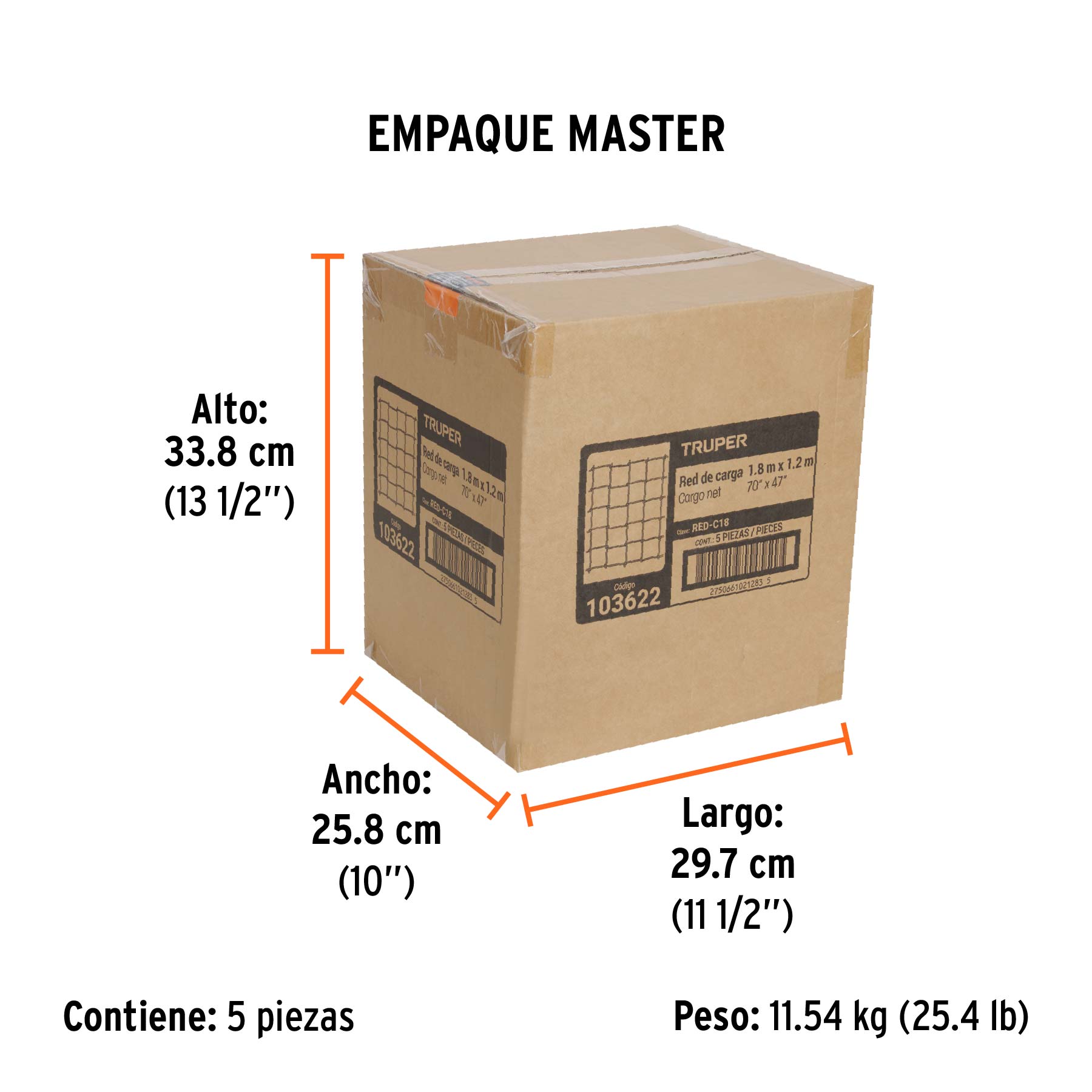 Red de carga 1.80 m x 1.20 m para camioneta, 1.5 Ton, Truper