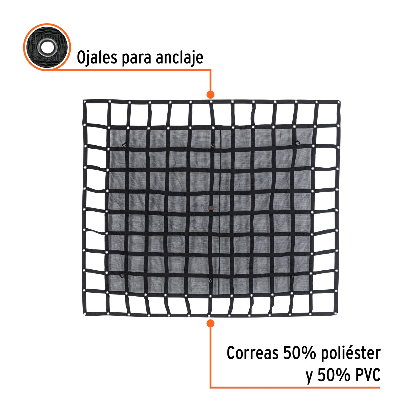 Red de carga 2.44 m x 2.05 m para camioneta, 3.5 Ton,Truper