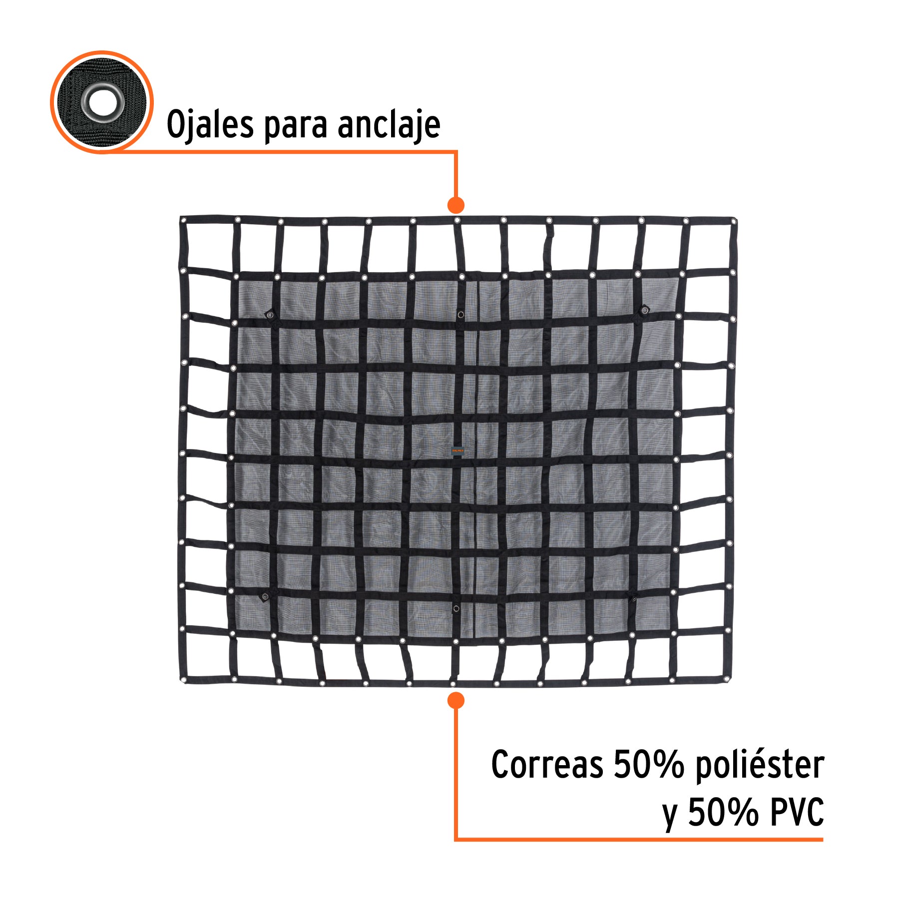 Red de carga 2.44 m x 2.05 m para camioneta, 3.5 Ton,Truper