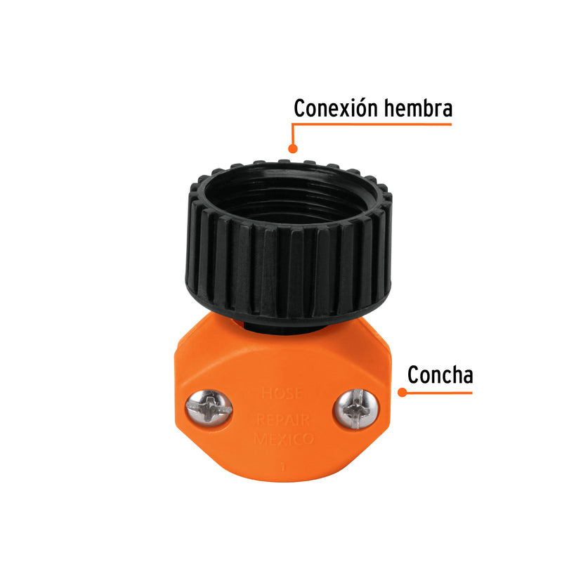 Conector plástico, hembra 1/2"
