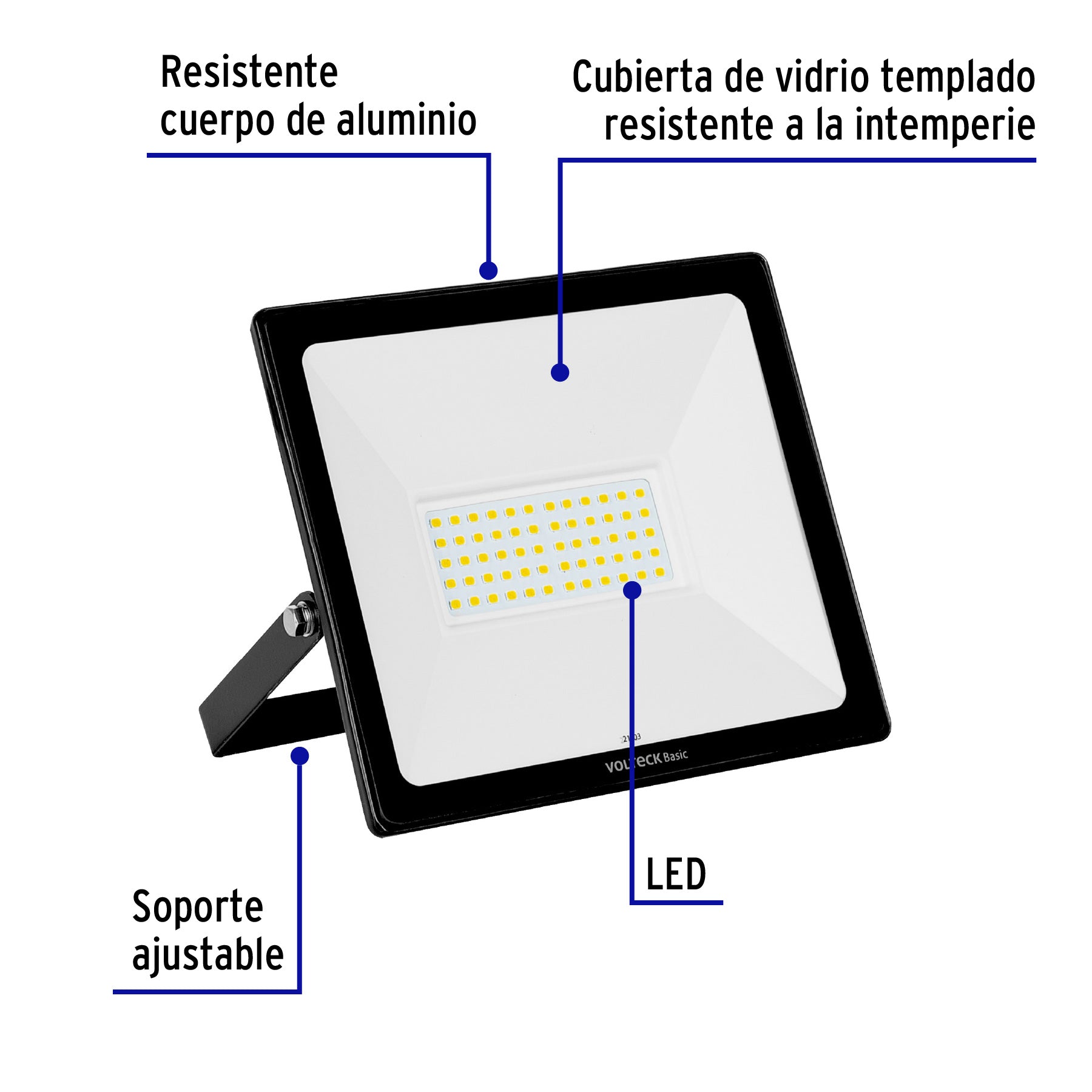 Reflector ultra delgado LED, 50 W, luz cálida,Volteck Basic