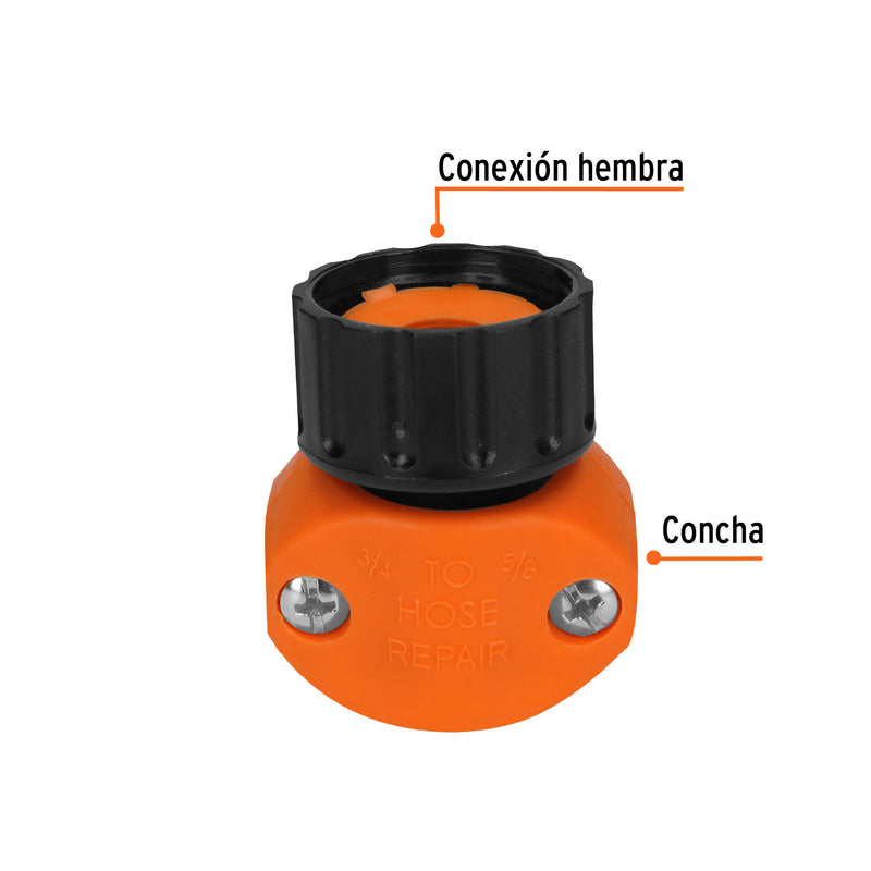 Conector plástico, hembra 5/8"-3/3"