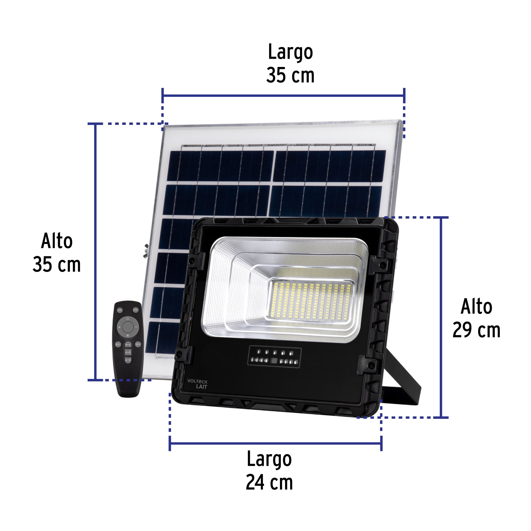 Reflector Led 100 W con panel solar, luz de día, Volteck