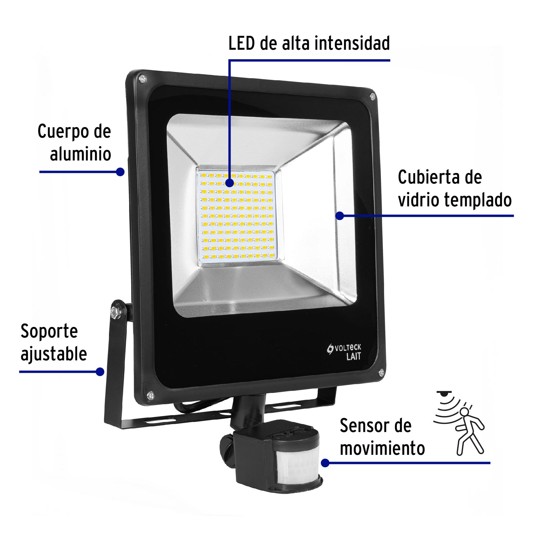 Reflector de LED alta potencia con sensor de movimiento 50 W