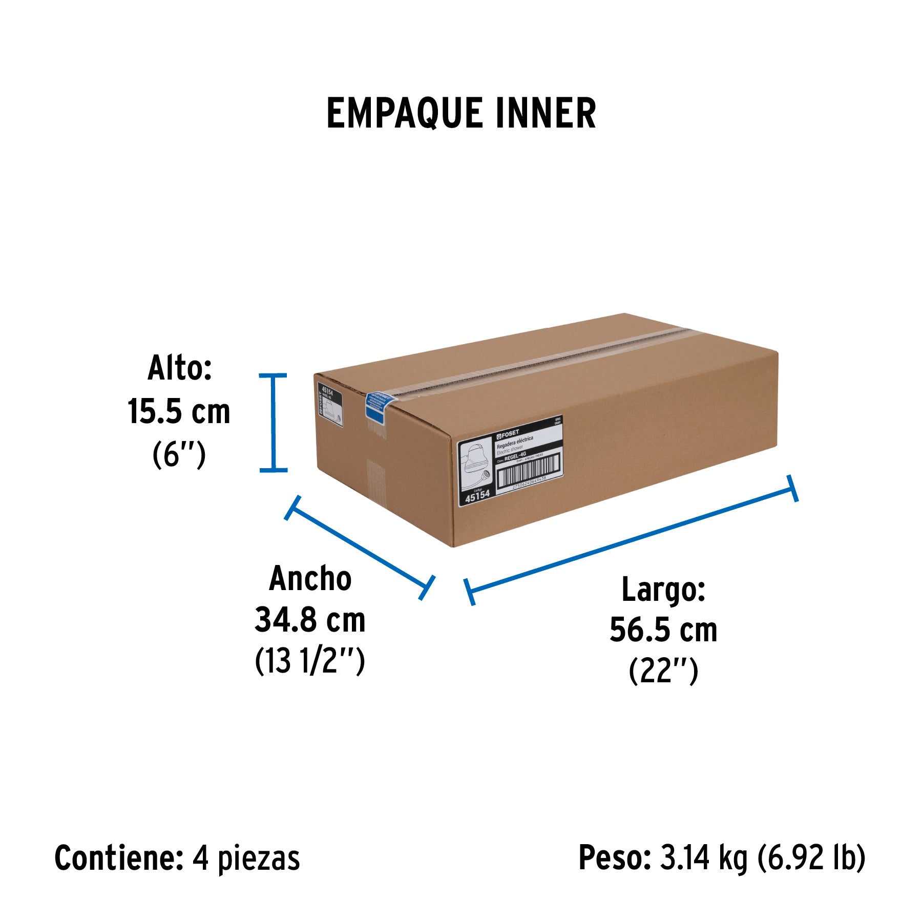 Regadera eléctrica, 4 temperaturas, gris
