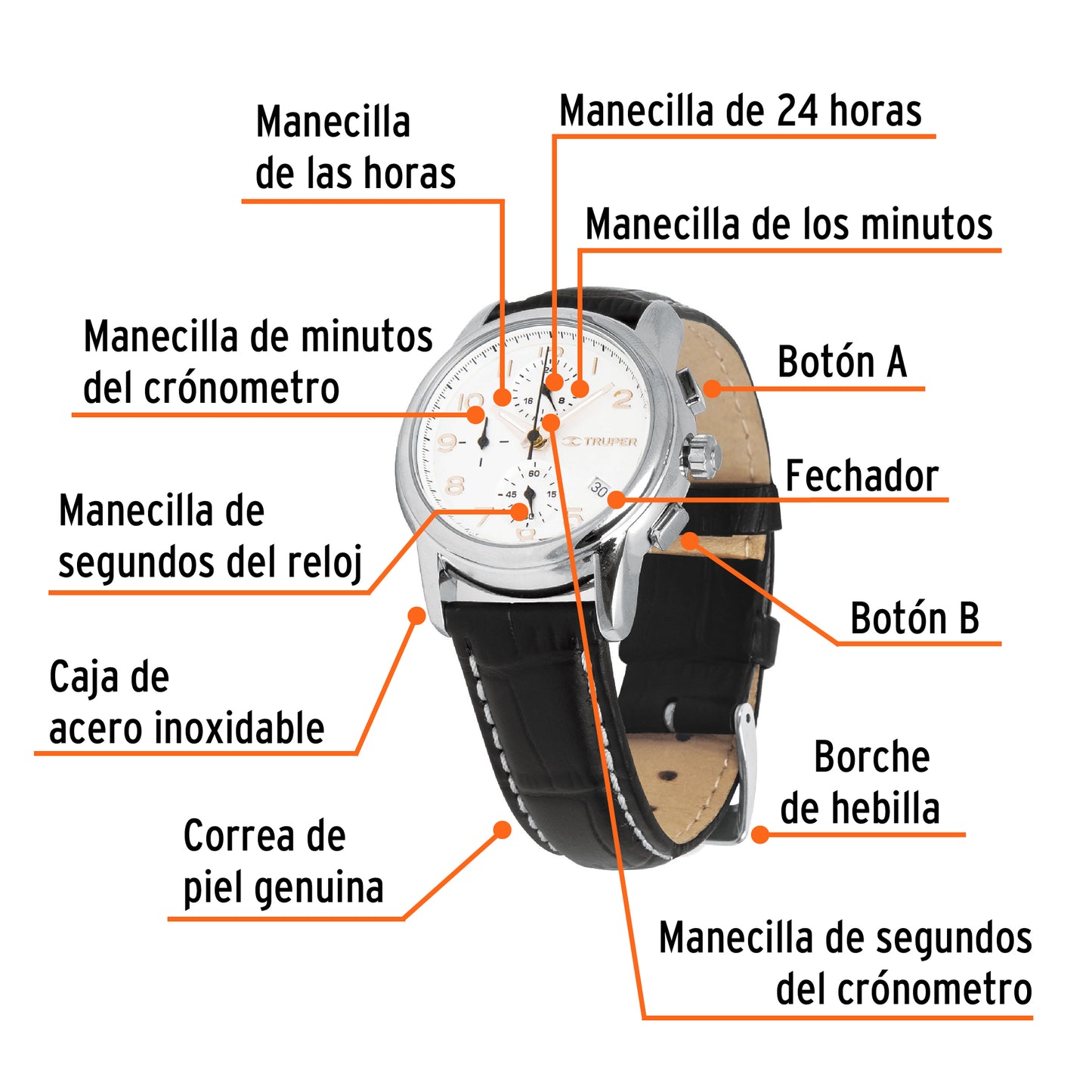 Reloj para dama, correa de piel