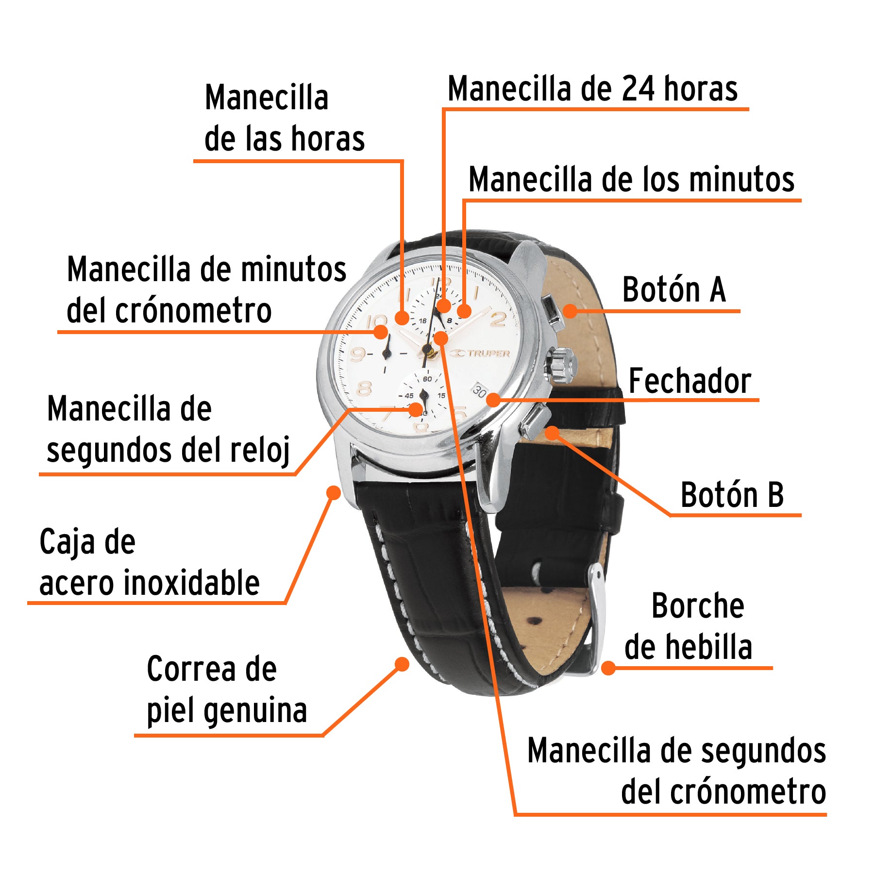Reloj para dama, correa de piel