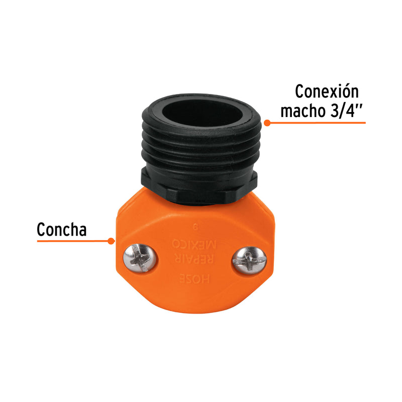 Conector plástico, macho 1/2"