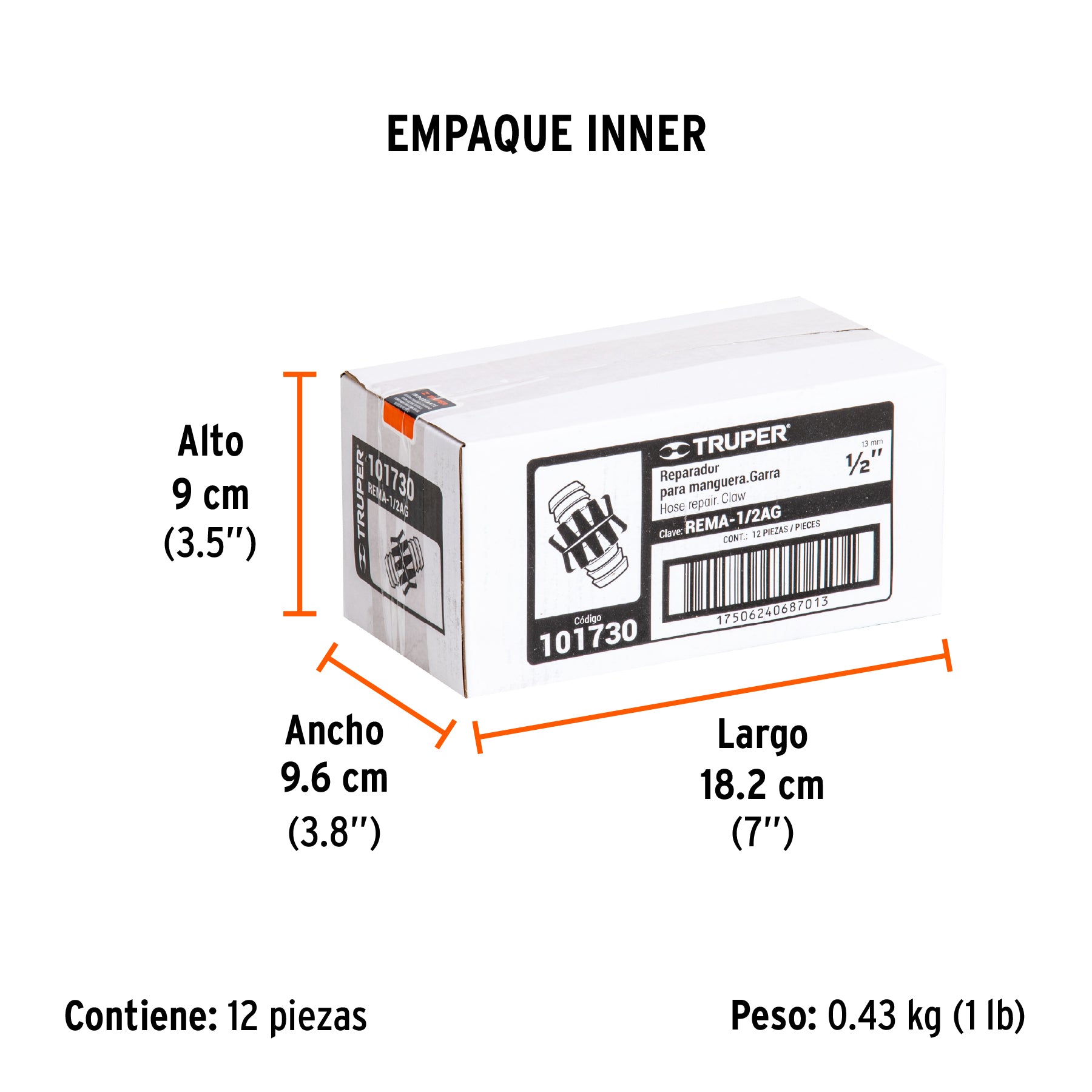 Reparador de manguera con garra 1/2'