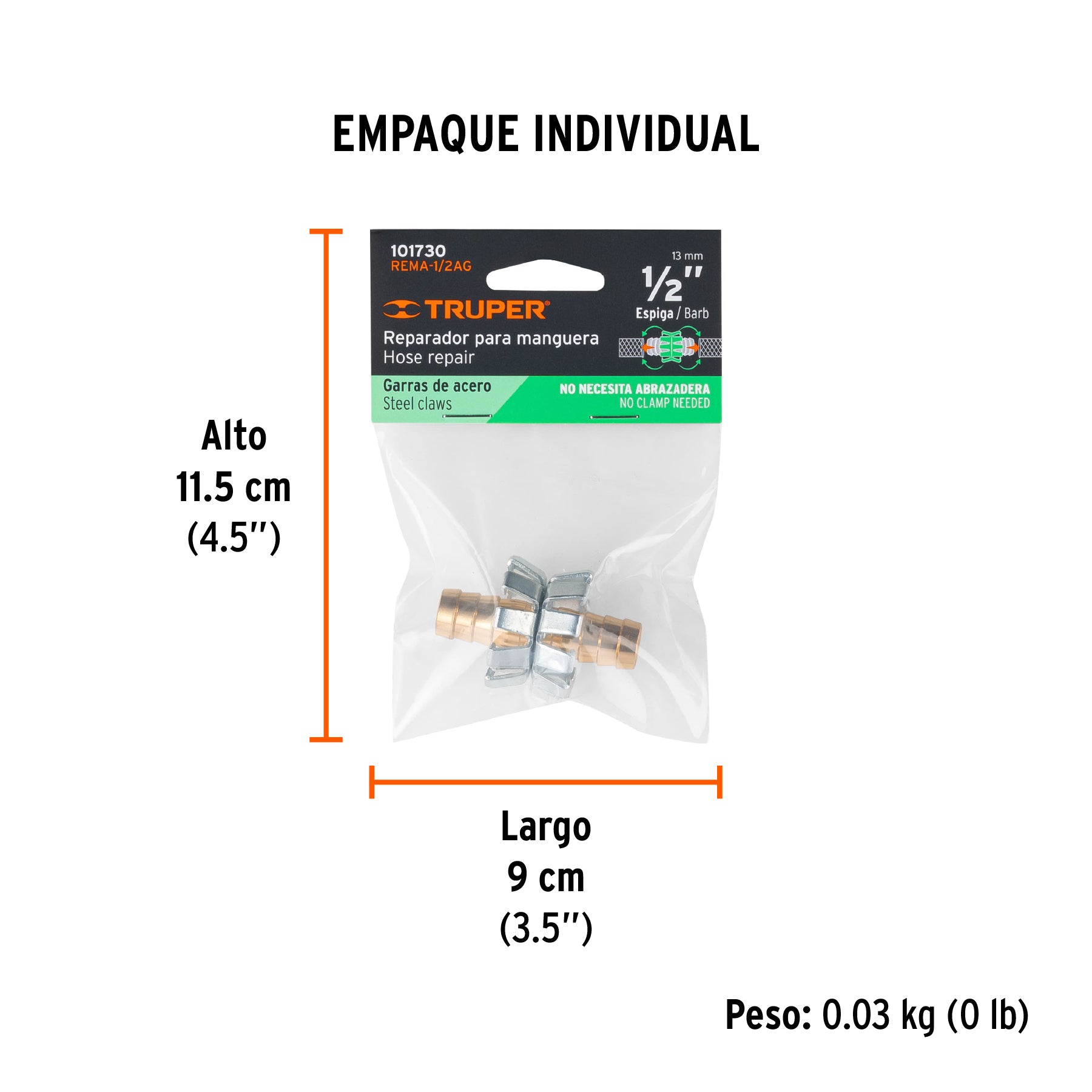 Reparador de manguera con garra 1/2'