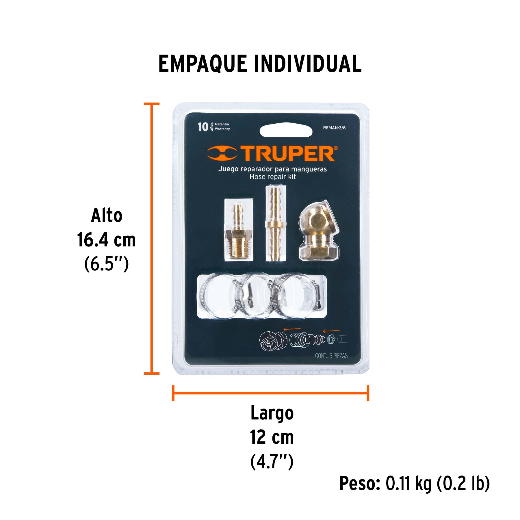 Juego reparador para manguera de 3/8"