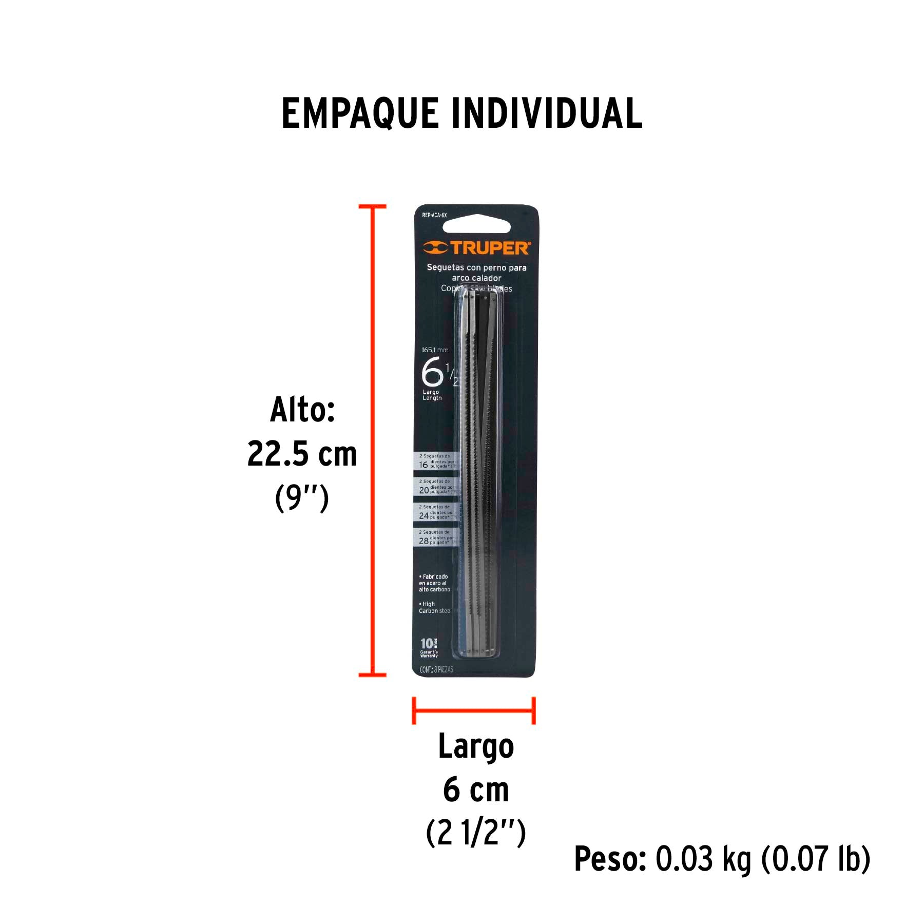 Repuesto de segueta para ACA-6X, blister con 8 pzas