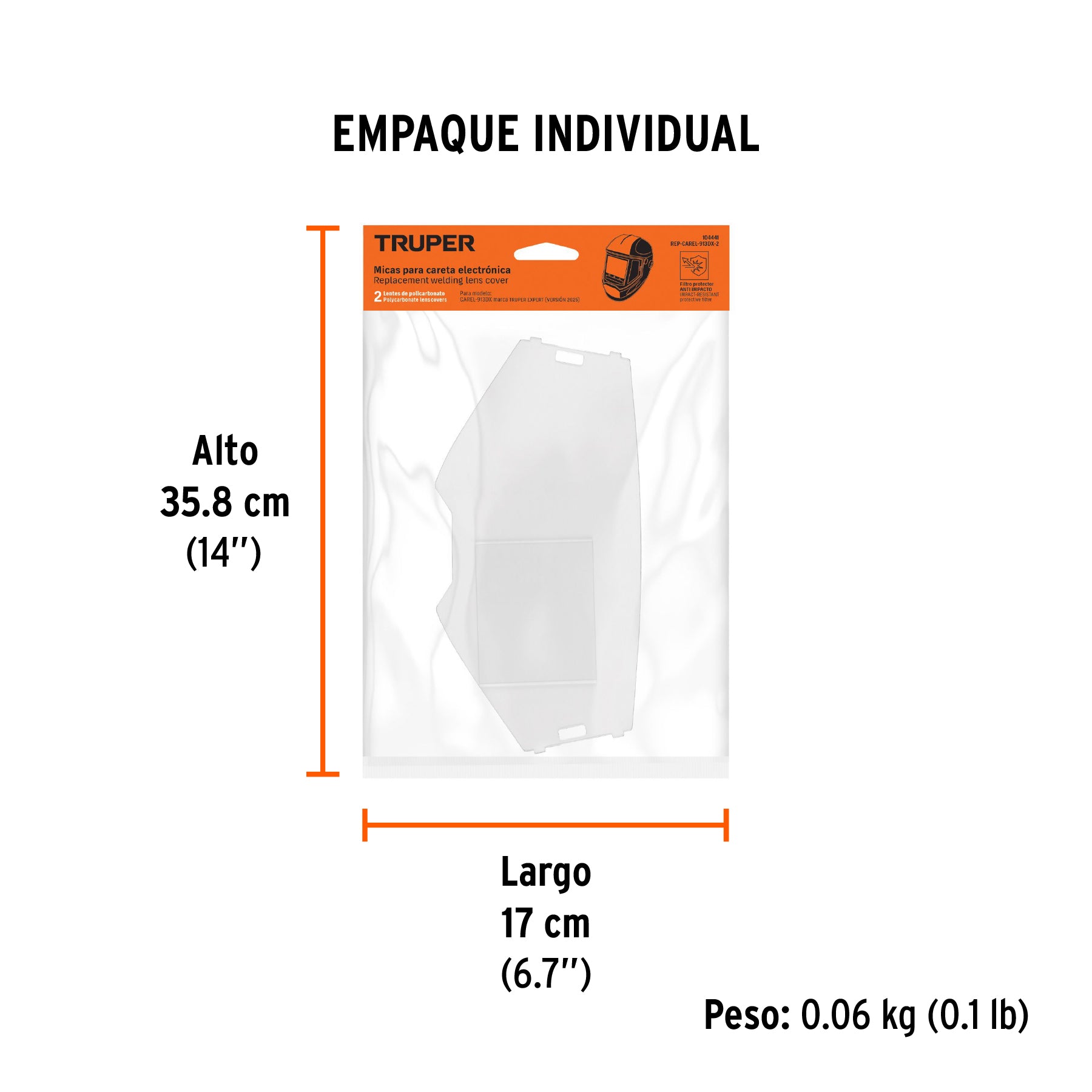 Bolsa con 2 micas para careta CAREL-913DX (2025), TRUPER