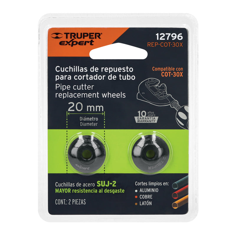 Repuesto de cuchillas para cortador de tubo COT-30X, 2 pzas