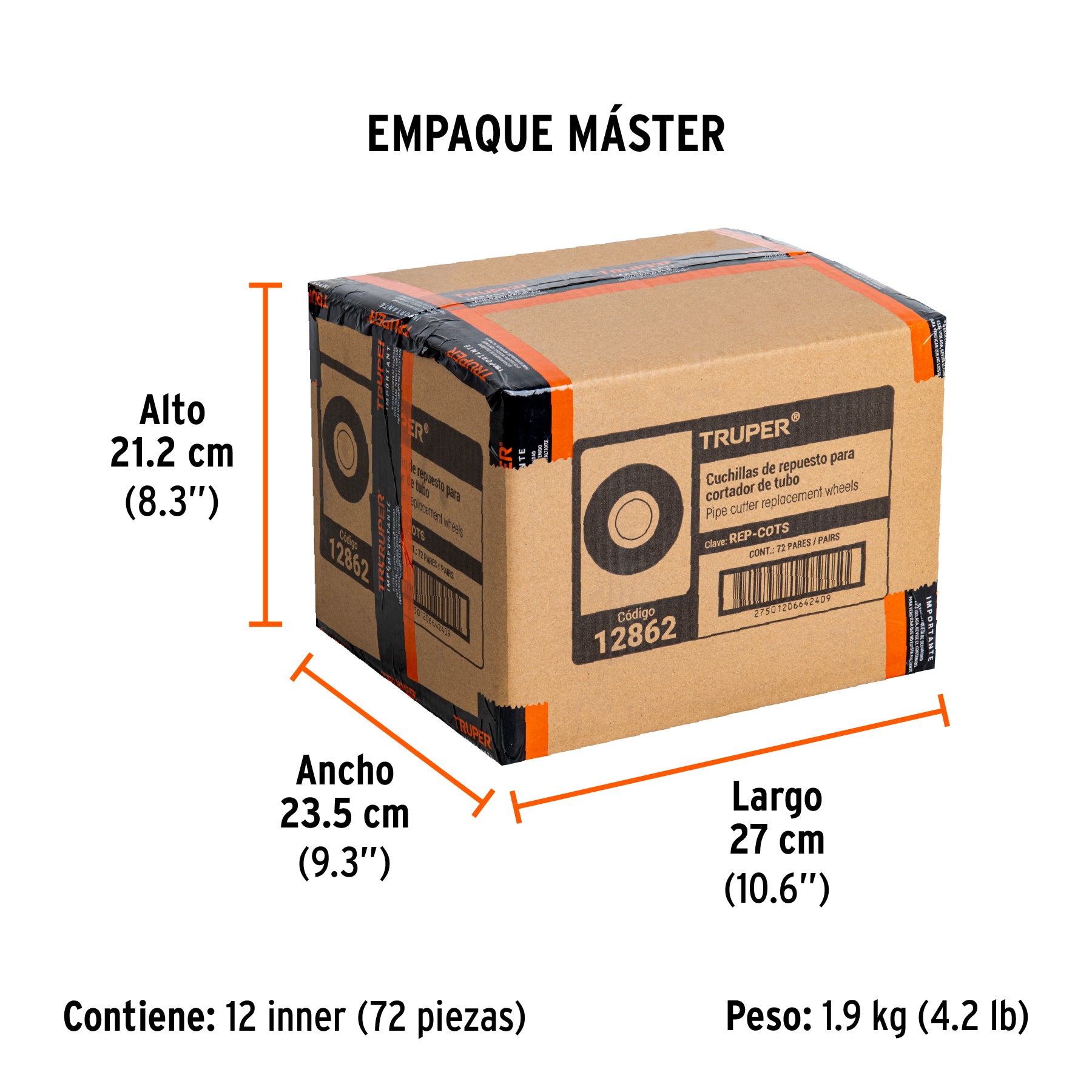 Repuesto de cuchillas para cortador de tubo COT-16-50, 2pzas